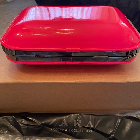 Zara Neon Pink “Box Bag” Interchangeable Clutch & Crossbody - Picture 7 of 9